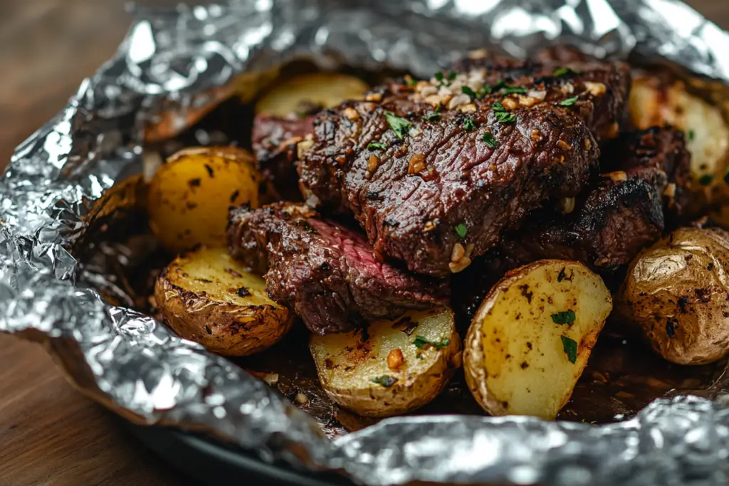 Garlic Steak & Potato Foil Packets