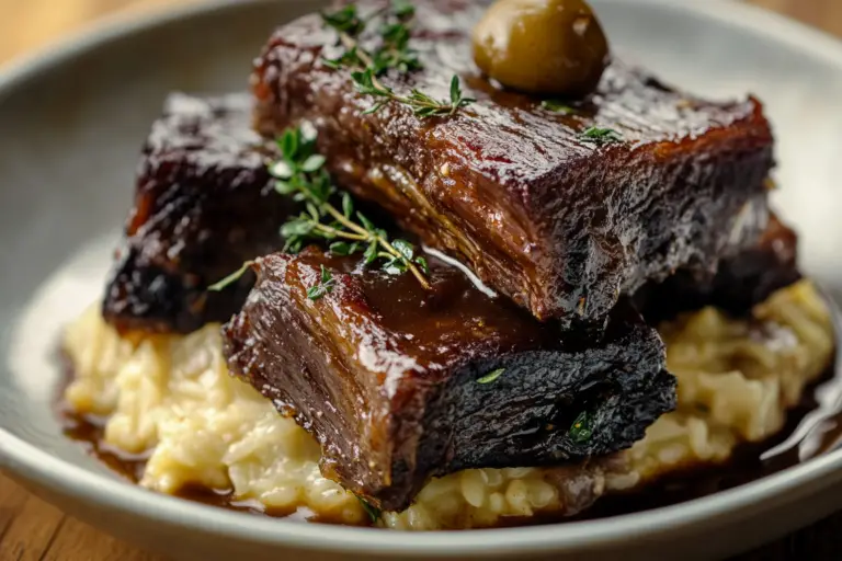 Succulent Short Ribs Slow-Cooked in Cola with Creamy Parmesan Risotto