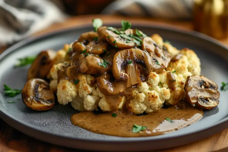 Cauliflower Steak with Mushrooms