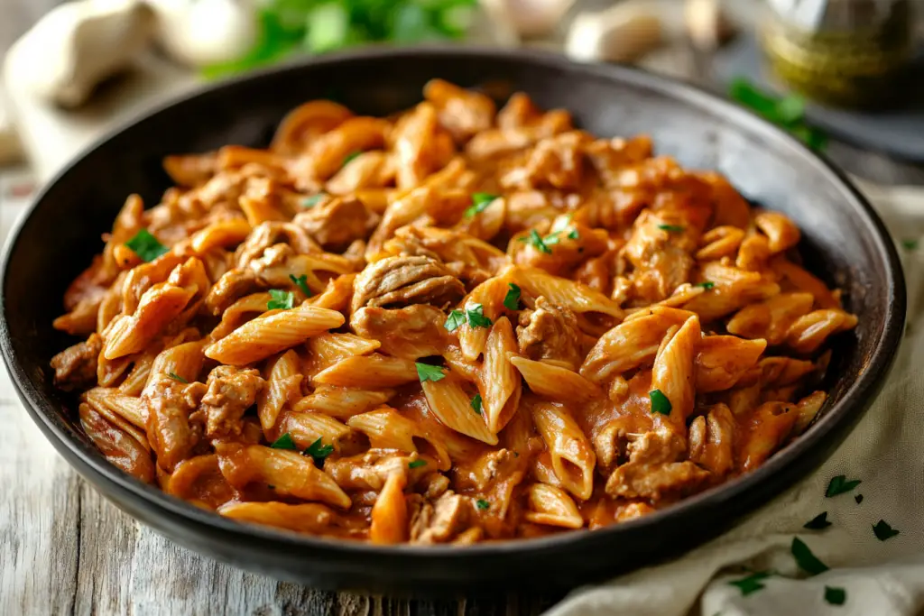 One-Pot Creamy Beef and Garlic Butter Pasta