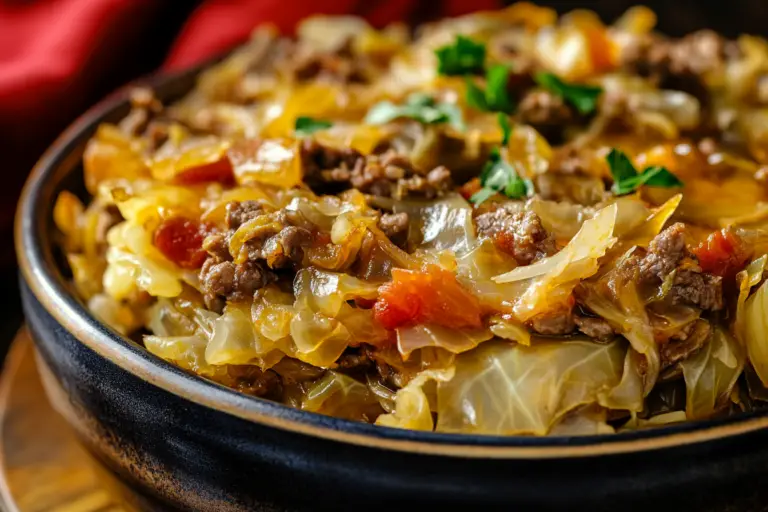 Savory Cabbage Beef Bake