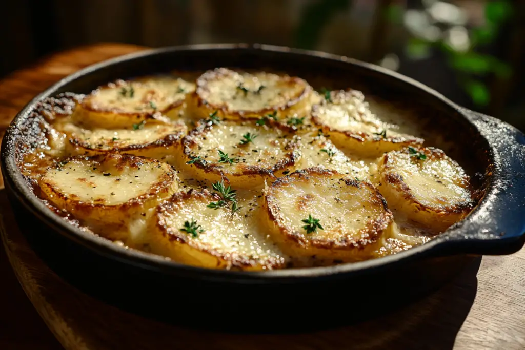 Crispy Parmesan and Gruyere Potato Gratin