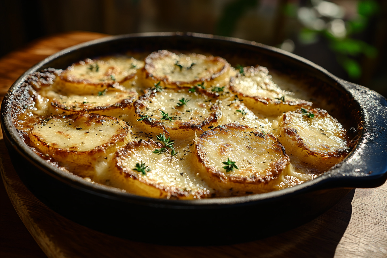 Crispy Parmesan and Gruyere Potato Gratin