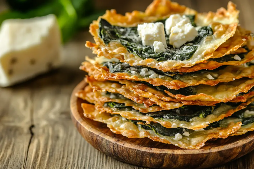 Mediterranean Spinach and Feta Cheese Crisps