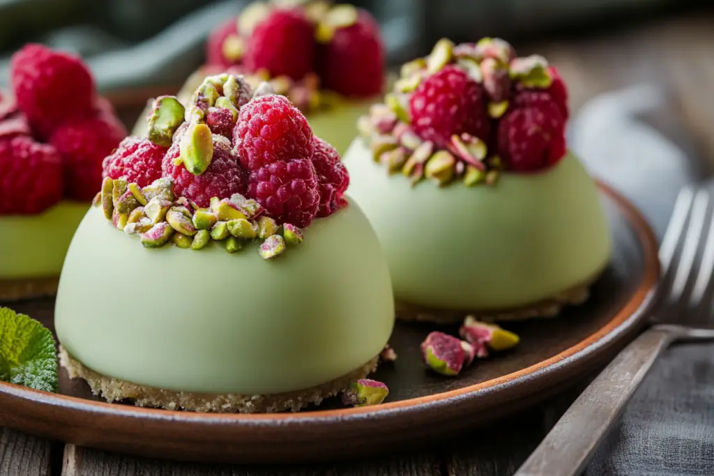 Pistachio & Raspberry Cheesecake Domes – A Decadent Delight!
