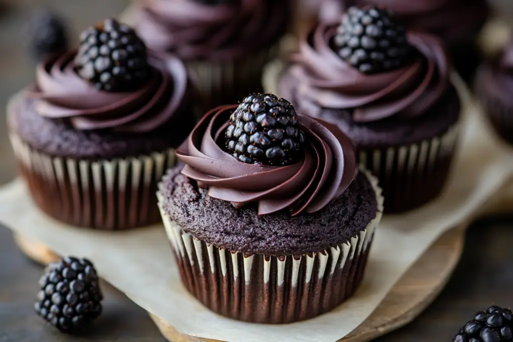 Dark Chocolate Blackberry Cupcakes