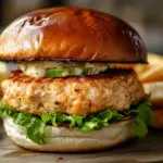 Juicy Ground Chicken Burgers with Garlic Mayo