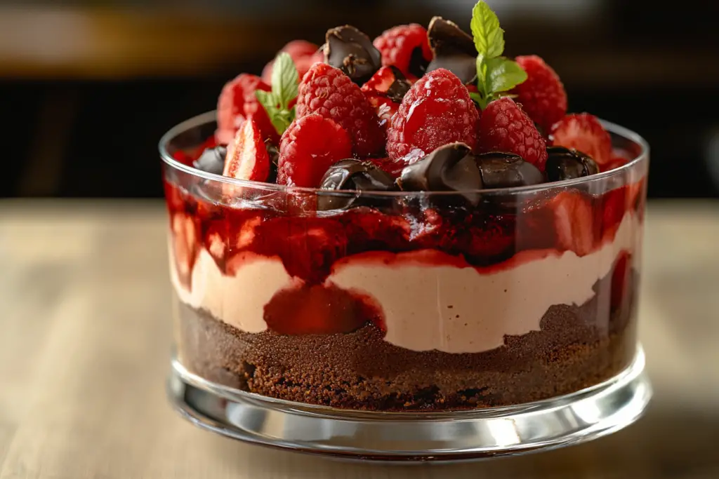 Raspberry Fudge Brownie Trifle
