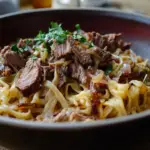French Onion Beef and Noodles