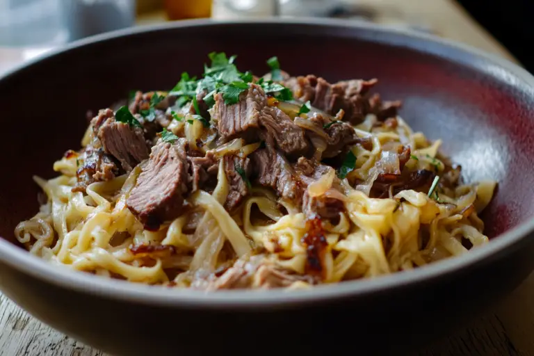 French Onion Beef and Noodles