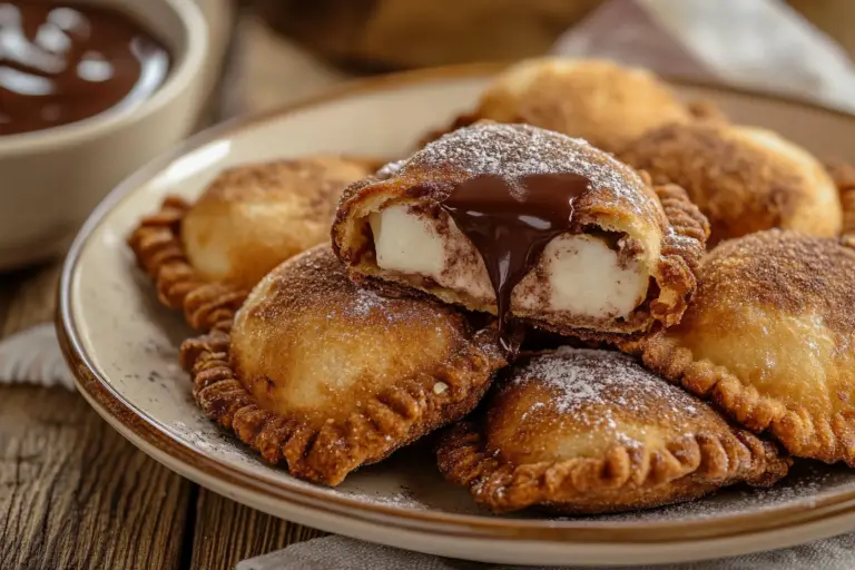 Deep-Fried S’mores Ravioli with Chocolate Dipping Sauce