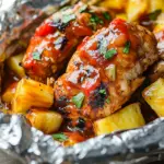 HAWAIIAN BBQ CHICKEN AND PINEAPPLE FOIL PACKETS