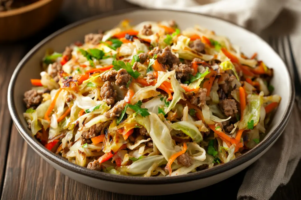 Healthy Ground Beef Cabbage Stir-Fry