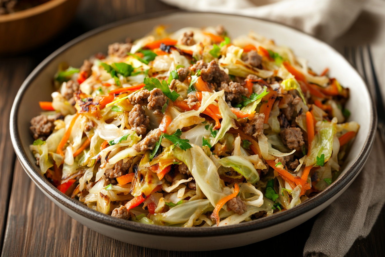 Healthy Ground Beef Cabbage Stir-Fry