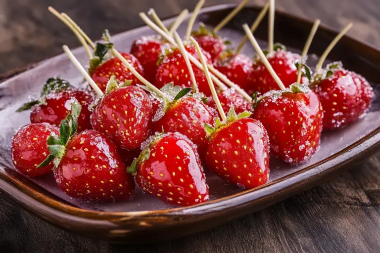 Rock Candy Sugar-Coated Strawberries