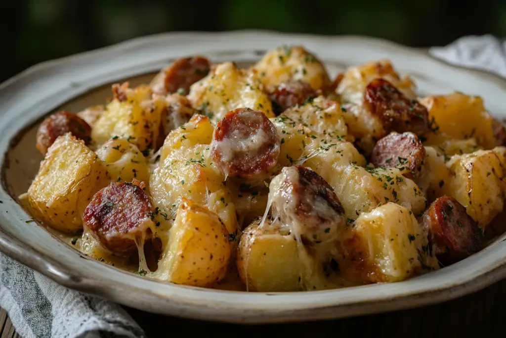 Cheesy Ranch Potatoes and Smoked Sausage