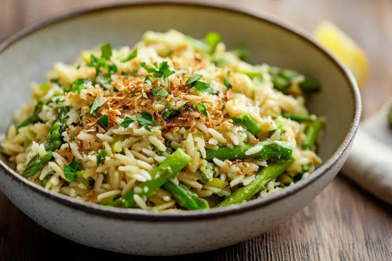 Garlic Butter Orzo with Asparagus