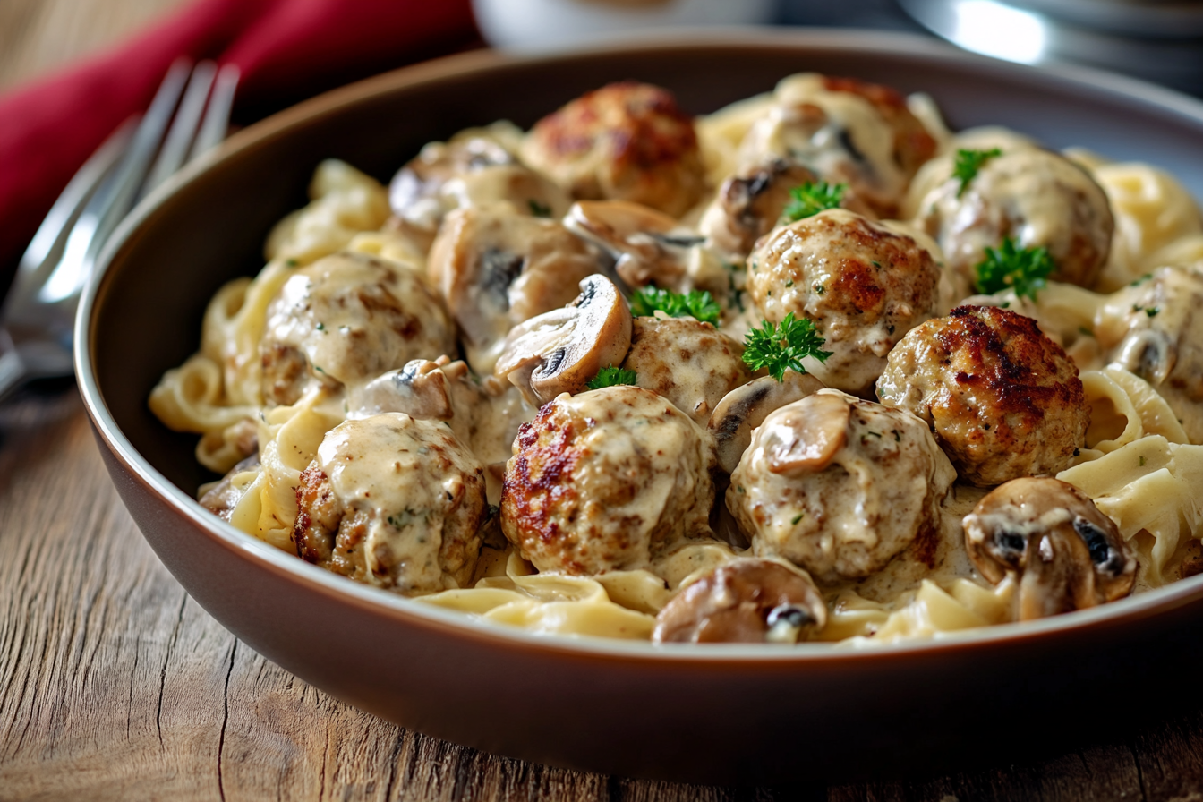 Creamy Mushroom Chicken Meatballs