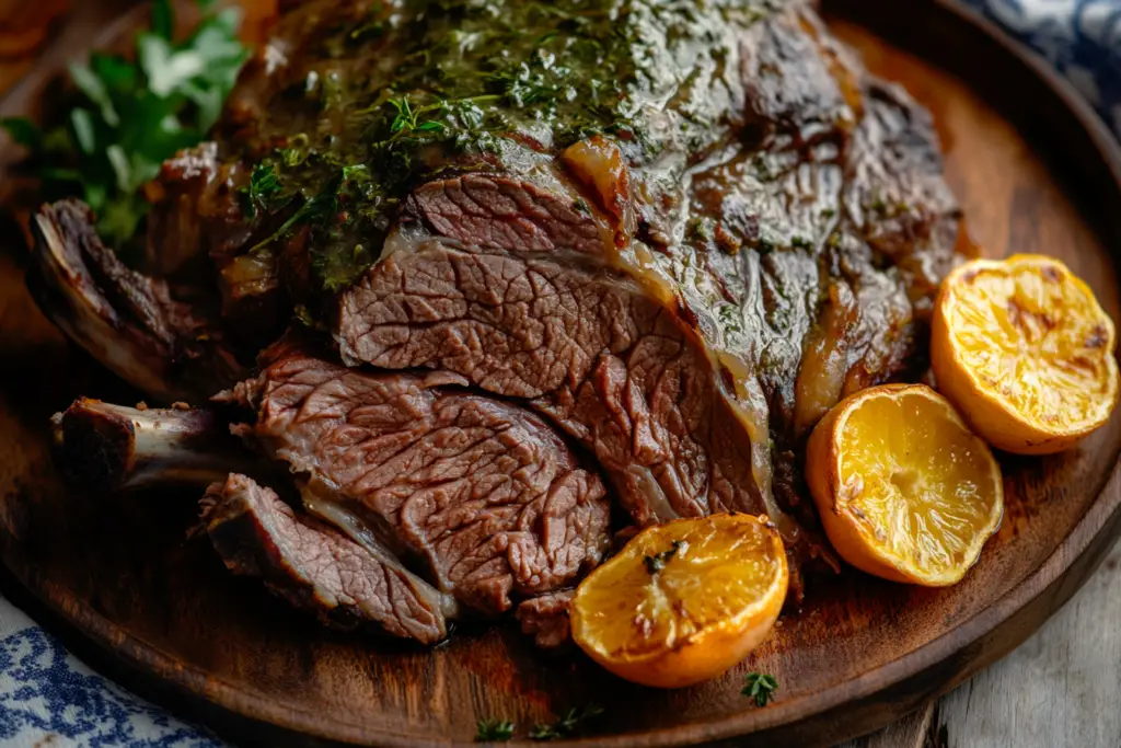 Oven-Roasted Lamb Shoulder with Herb Sauce