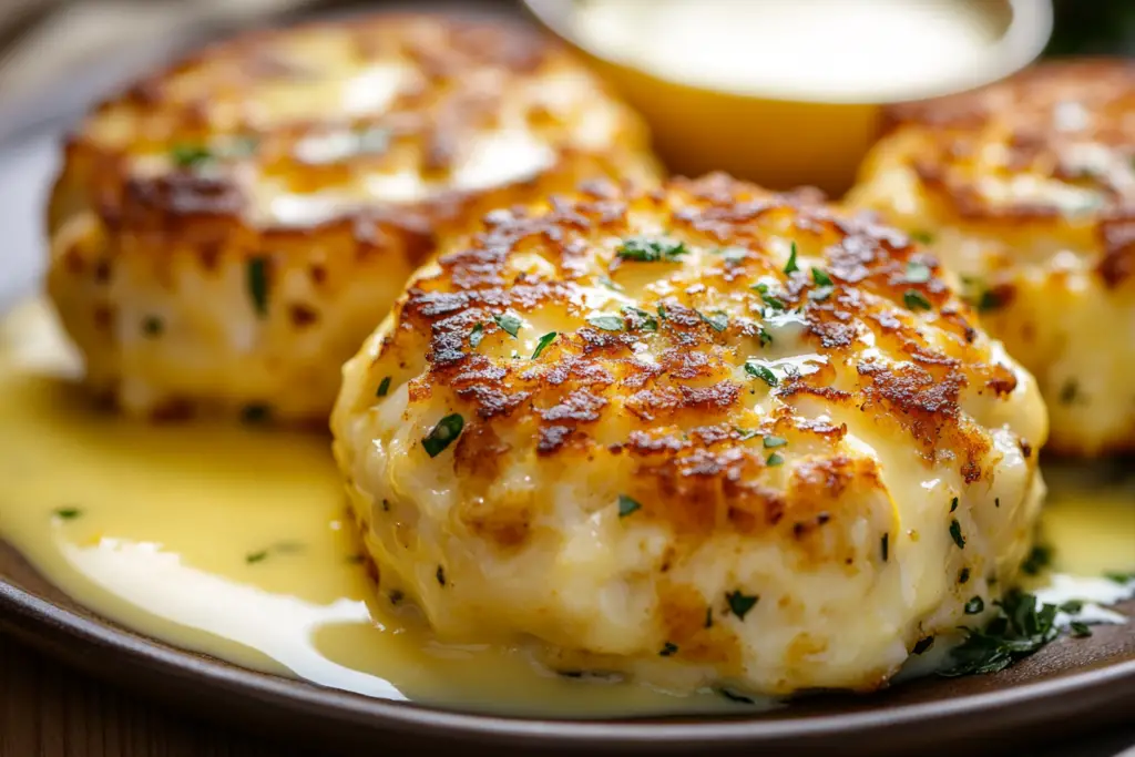 Cheddar Bay Crab Cakes with Lemon Butter Drizzle