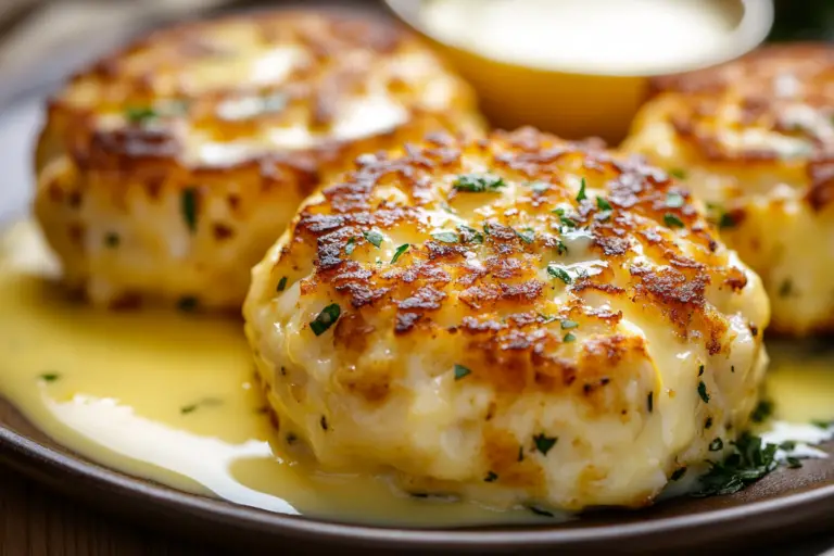 Cheddar Bay Crab Cakes with Lemon Butter Drizzle
