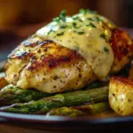 Honey Mustard Chicken with Roasted Asparagus and Cheese
