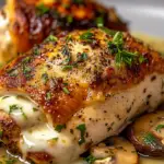 Cheesy Garlic Butter Mushroom Stuffed Chicken