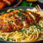 Lemon Garlic Butter Chicken with Creamy Parmesan Linguine