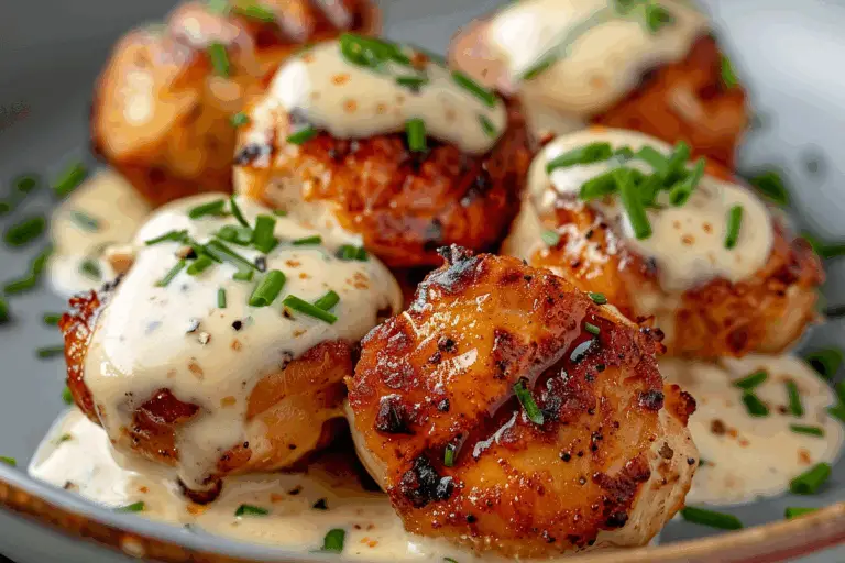 Grilled Chicken Bites with Creamy Garlic Sauce