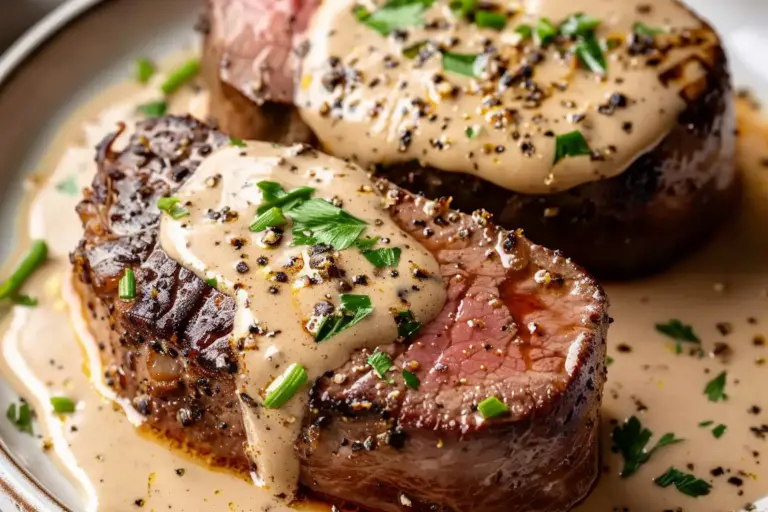 Beef Tenderloin with Pepper Cream Sauce